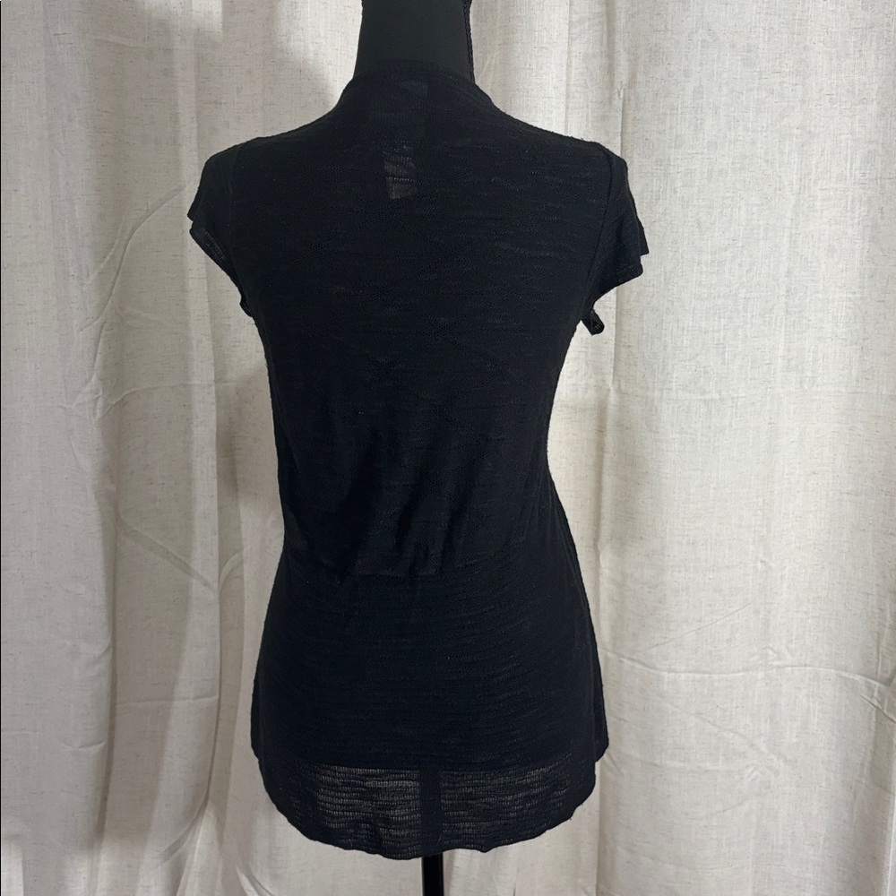 Absolutely Black Short-Sleeve Open Front Tunic Cardigan - Picture 2 of 5